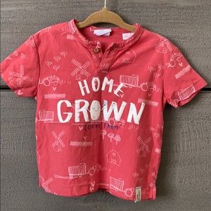 Zara short sleeve Home Grown T 9-12 mo